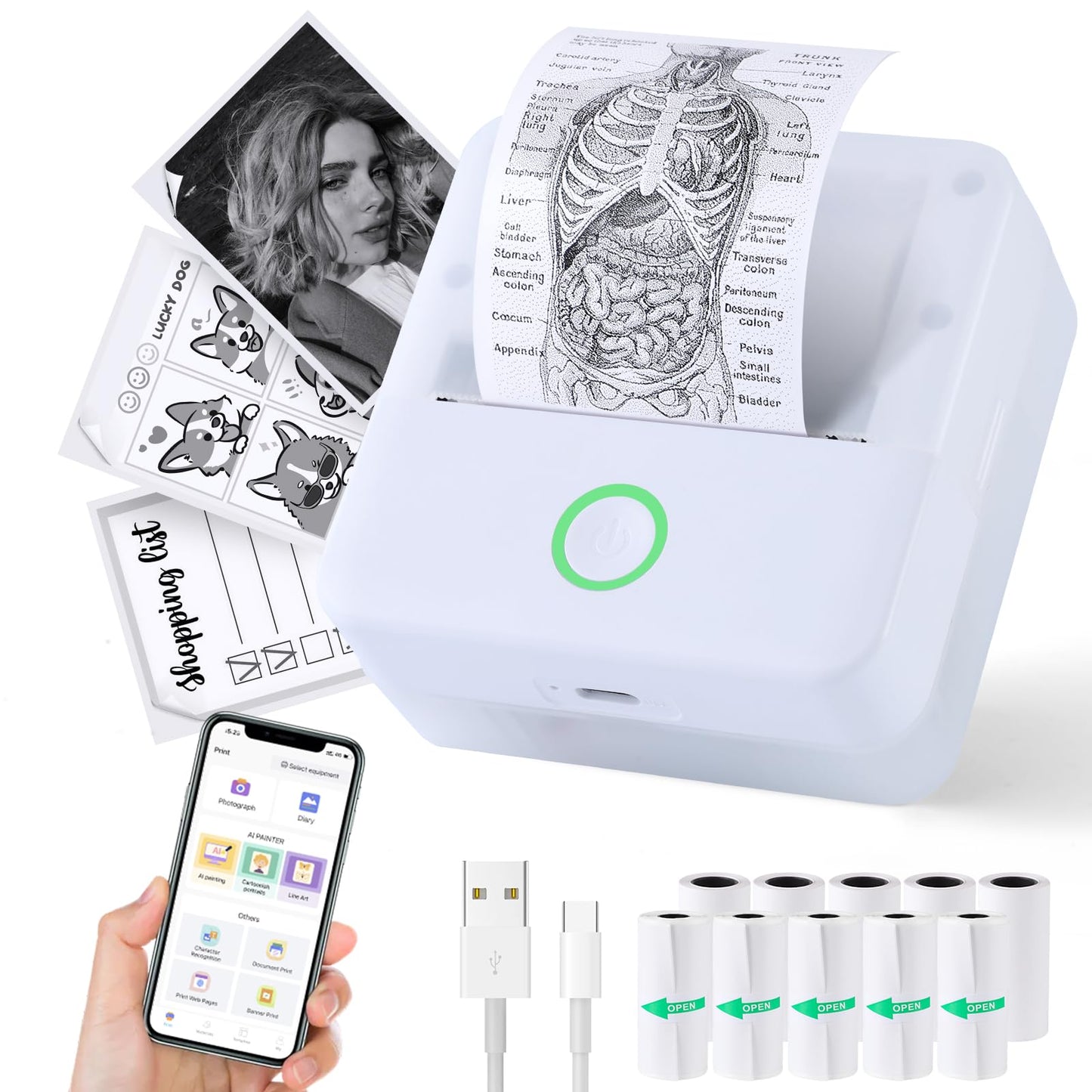 mini printer bluetooth can connect from phone and print pictures