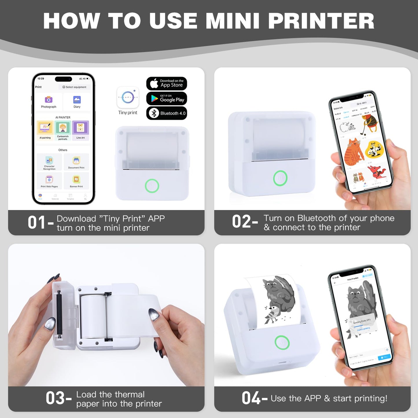 mini printer bluetooth can connect from phone and print pictures