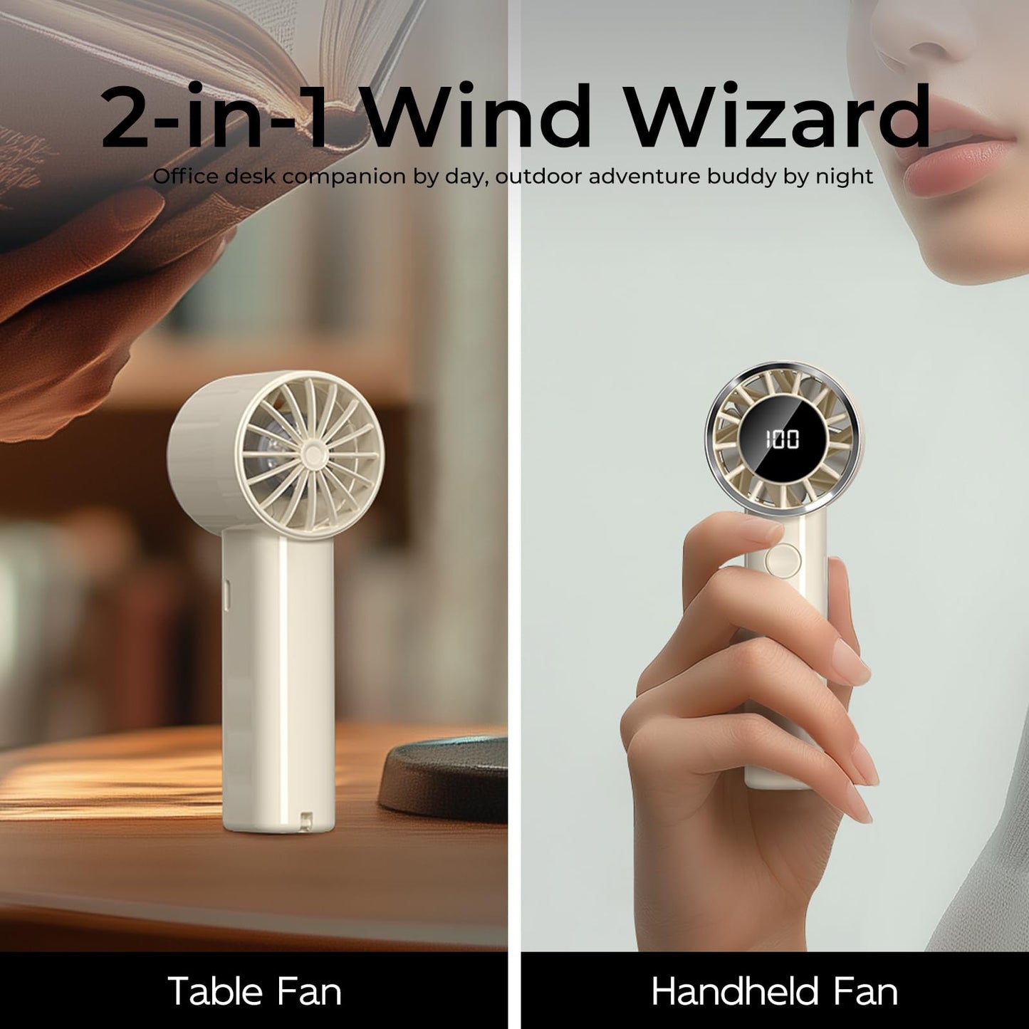 handheld mini fan with ice cooling 4 speeds adjustable personal fan