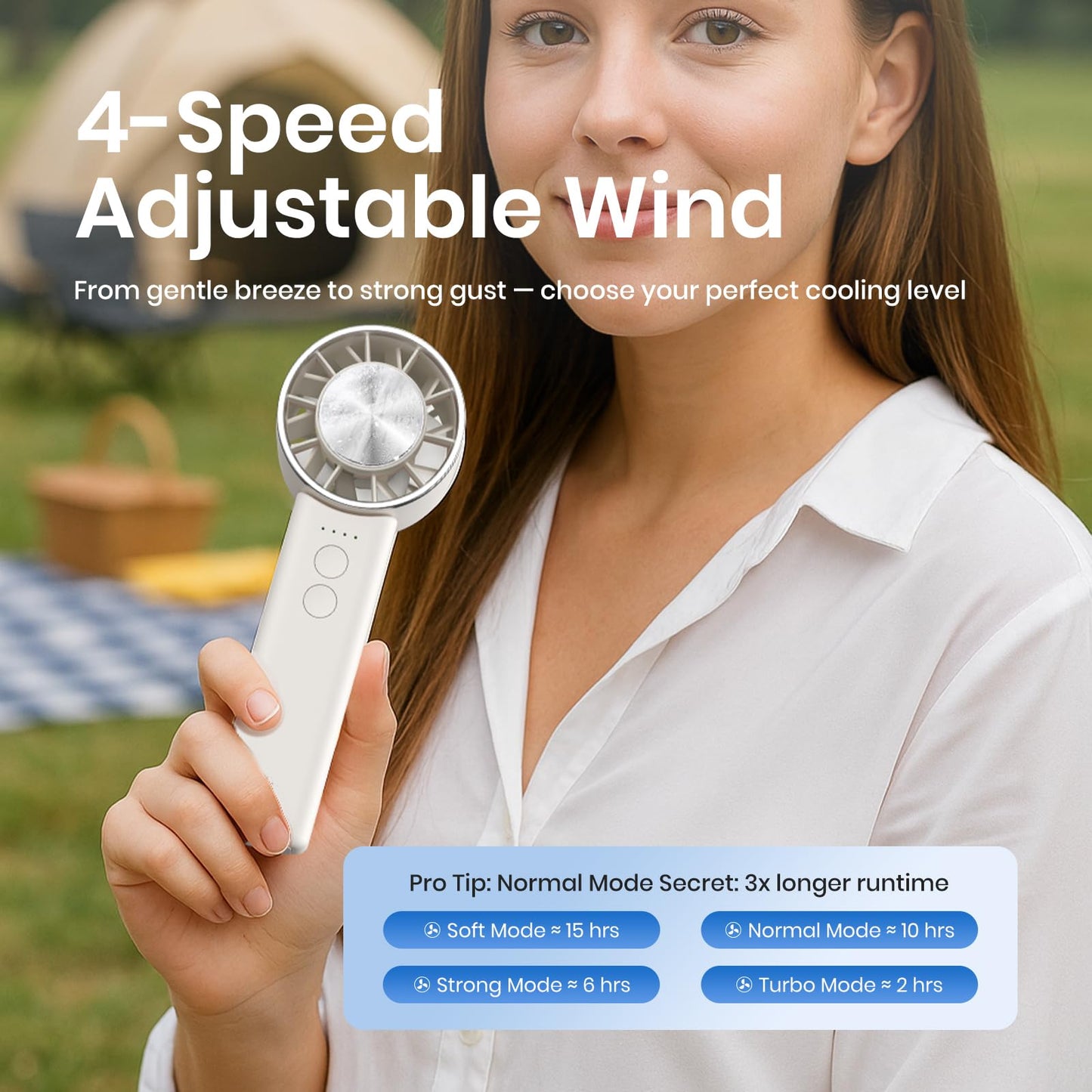 handheld mini fan with ice cooling 4 speeds adjustable personal fan