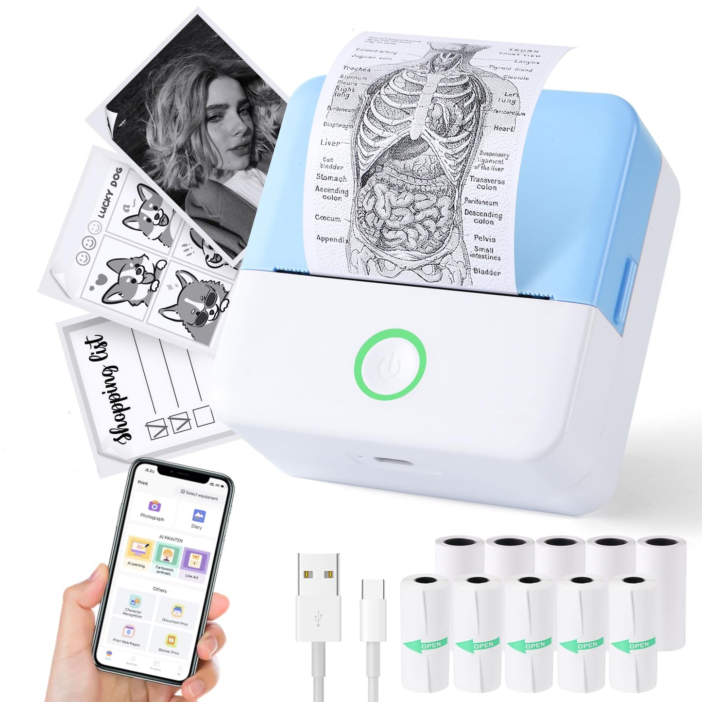 mini printer bluetooth can connect from phone and print pictures