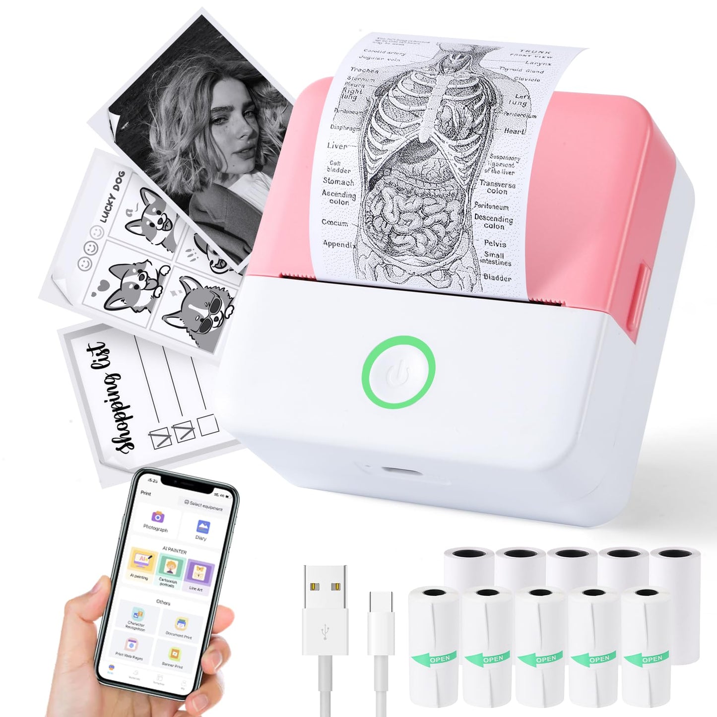 mini printer bluetooth can connect from phone and print pictures