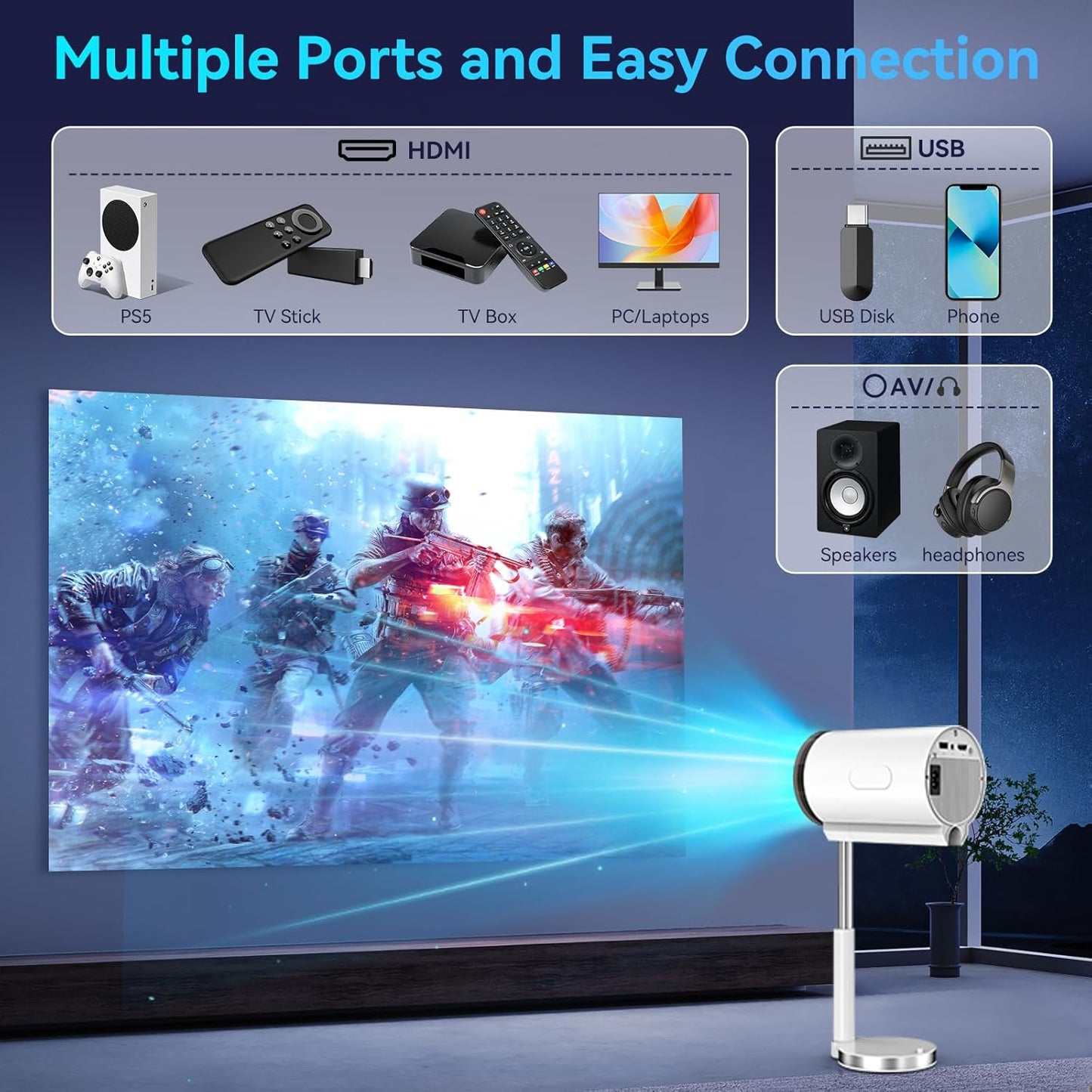 smart mini projecter 1080p 4K for iphone and android