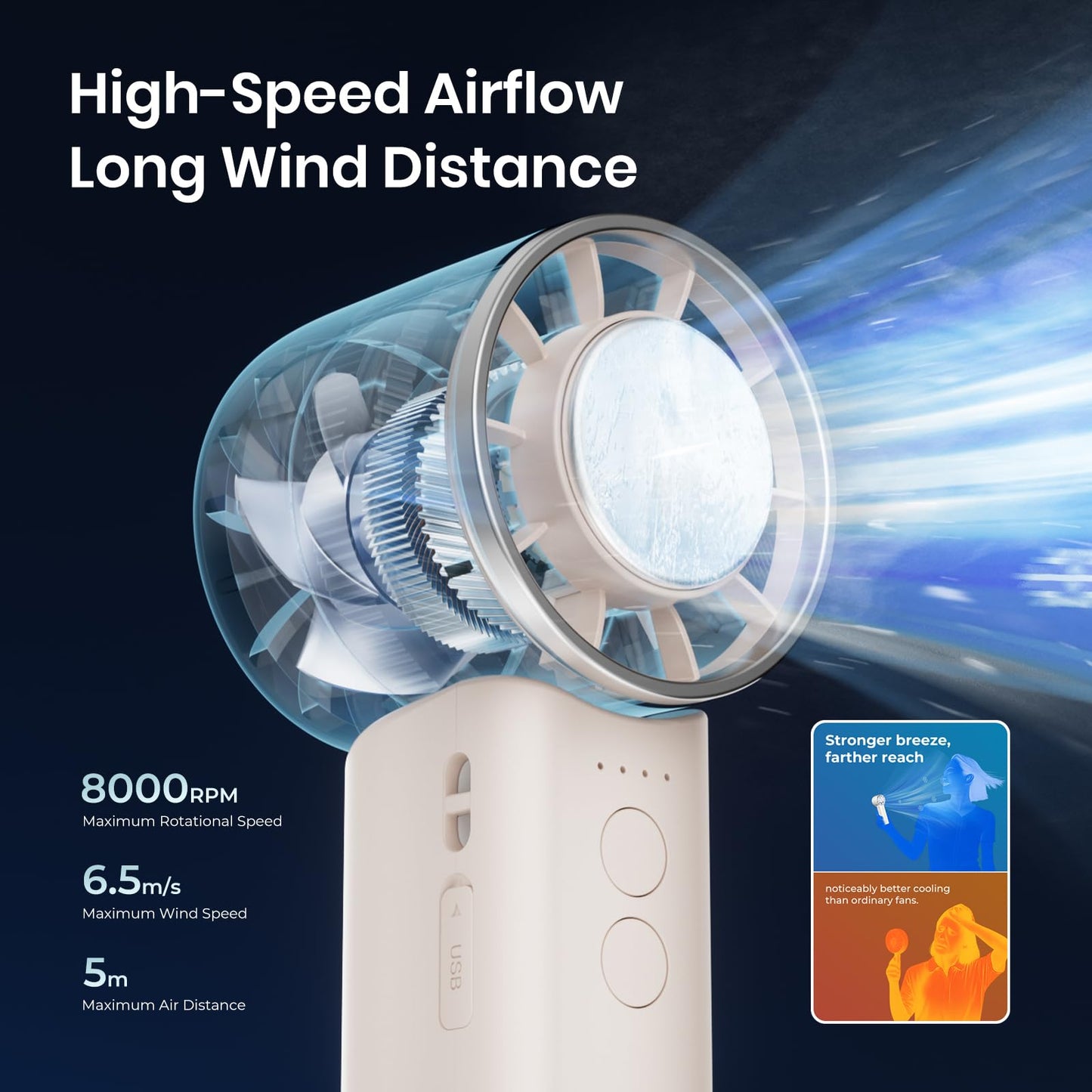 handheld mini fan with ice cooling 4 speeds adjustable personal fan