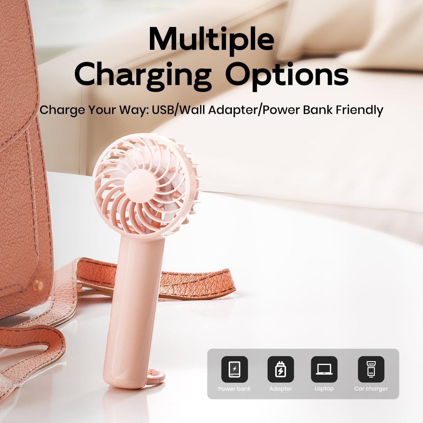 handheld mini fan with ice cooling 4 speeds adjustable personal fan