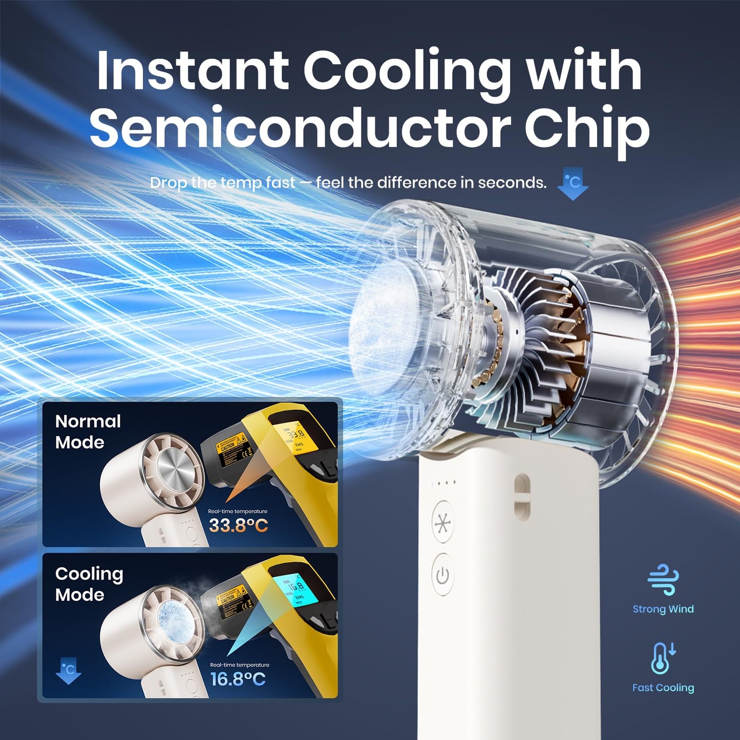 handheld mini fan with ice cooling 4 speeds adjustable personal fan