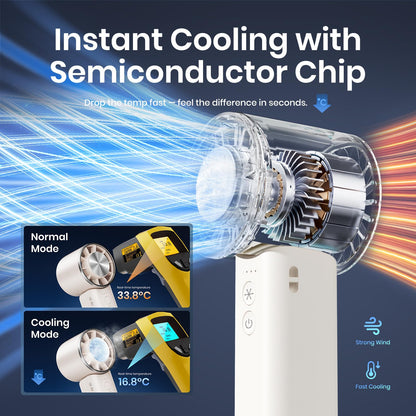 handheld mini fan with ice cooling 4 speeds adjustable personal fan