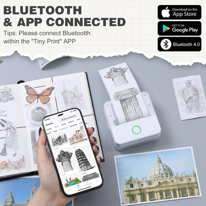 mini printer bluetooth can connect from phone and print pictures