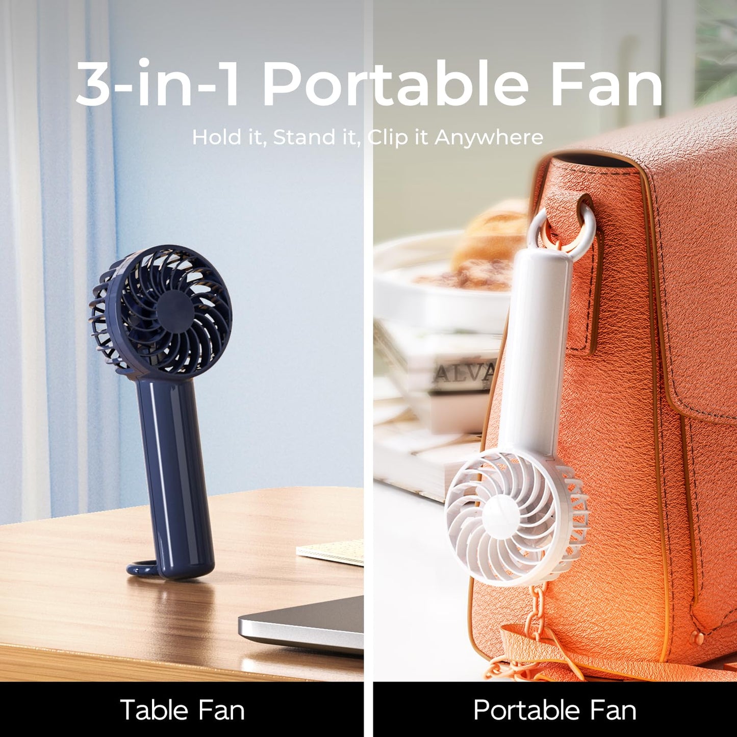 handheld mini fan with ice cooling 4 speeds adjustable personal fan