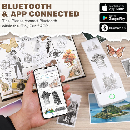 mini printer bluetooth can connect from phone and print pictures